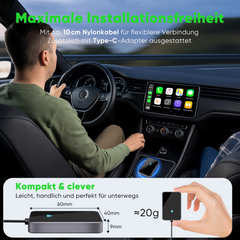 Salcar Android Auto Wireless Adapter 2025 – Kabelloser USB-C/A Dongle, 5.8 GHz WiFi, kompatibel mit Android 11+ für kabelloses Android Auto Salcar