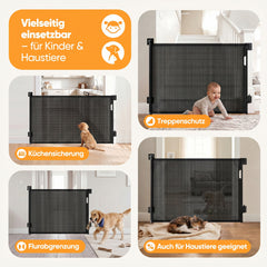 Sekey Ausziehbares Treppenschutzgitter 0–200 cm – TÜV-zertifiziertes Baby- & Haustiergitter, 97 cm hoch, ohne Bohren, für Treppe, Tür & breite Durchgänge