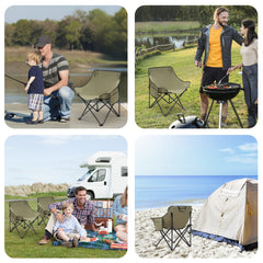 Sunula Campingstuhl Faltbar Ultraleicht, 1/2 Stück, Tragbar mit Tragetasche und Seitentaschen, 100 kg Belastbar, Rutschfeste Füße, Mondstuhl Design, Für Camping, Angeln, Picknick, Garten, Strand, 600D Oxford-Stoff