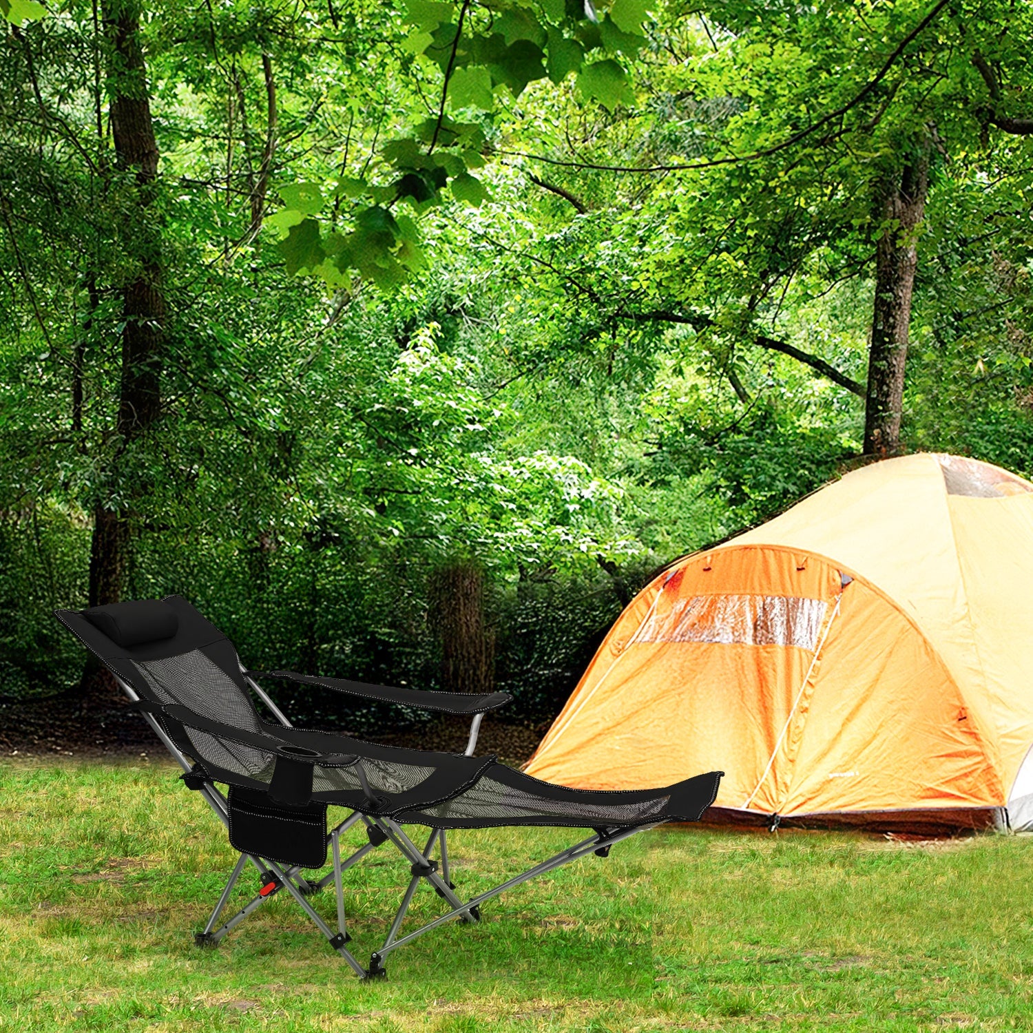 klappliege mit zelt Sunula Klappbarer Campingstuhl, Liegestuhl 2-in-1, Belastbar bis 100 – sekeymall