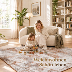 Sekey Waschbarer Kurzflor Teppich Vintage – Rutschfest & OEKO-TEX Zertifiziert