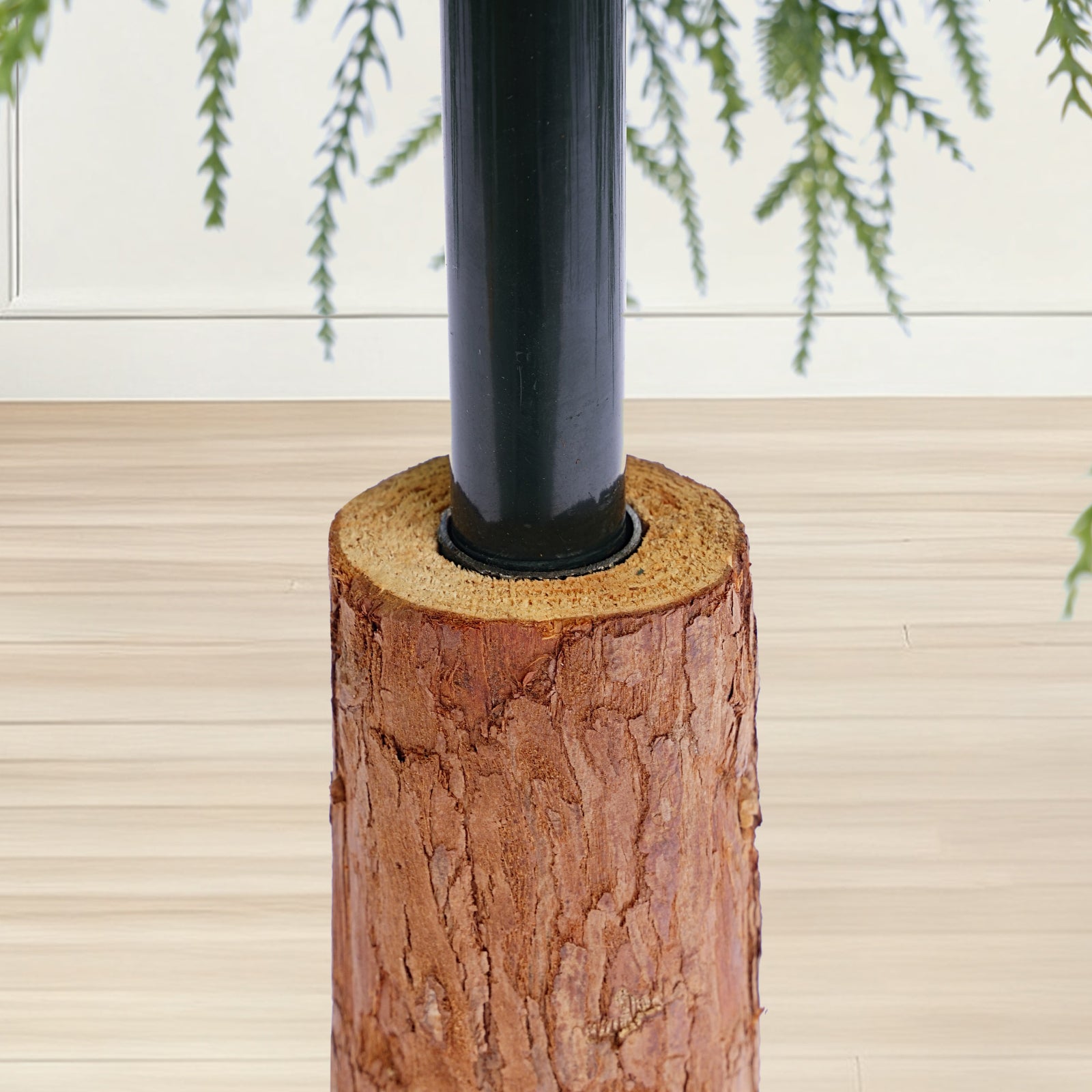 Salcar Künstlicher Weihnachtsbaum mit echtem Holzstamm – 100 % PE, zartgrün – 90 cm / 120 cm, naturgetreu & pflegeleicht