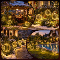 Salcar LED Kugelleuchten Garten Außen 30 cm – 3er Set Metall Leuchtkugeln mit Timer und 8 Lichtmodi