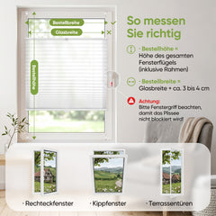 Salcar Plissee ohne Bohren Weiß – Klemmfix Faltrollo lichtdurchlässig & blickdicht, stufenlos verstellbar mit Aluminium-Schienen für Fenster & Türen