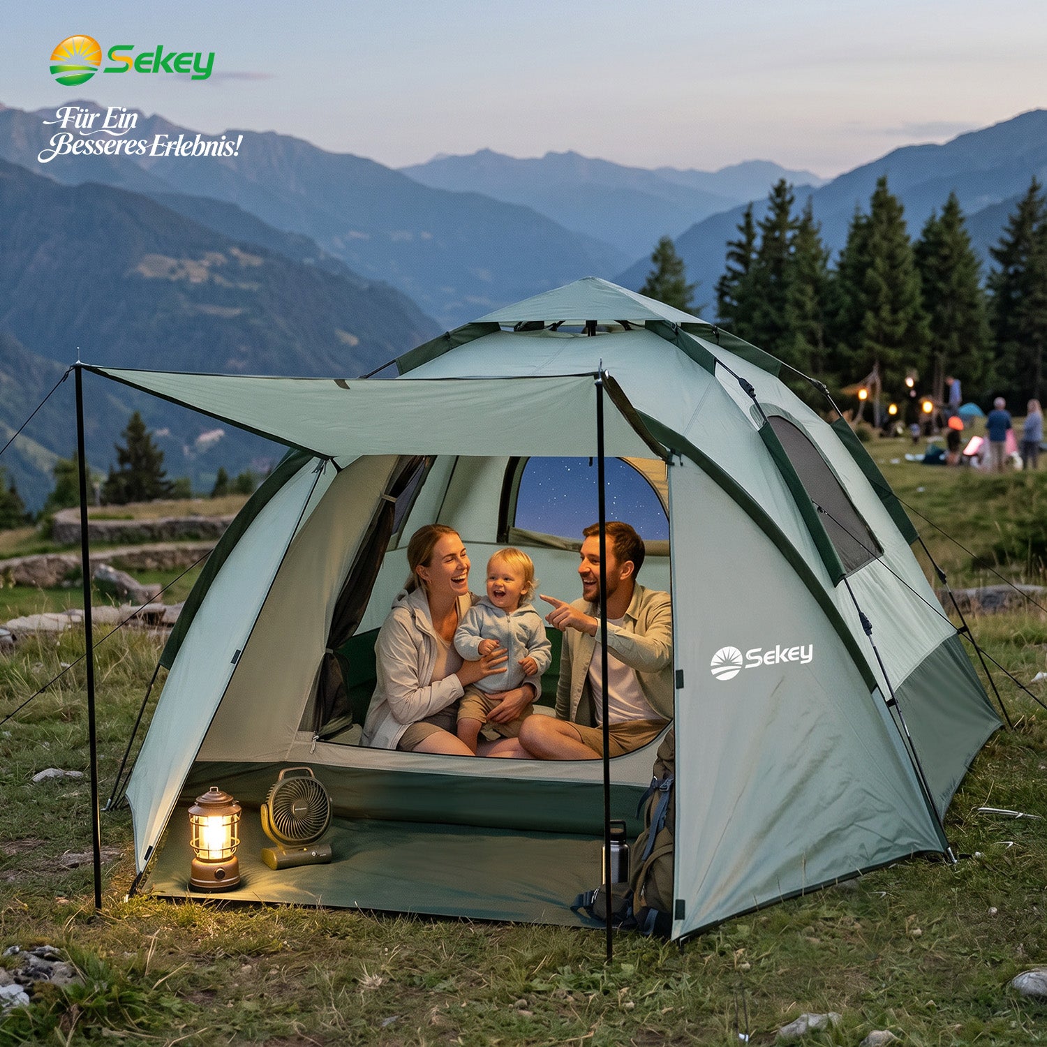 Sekey 2-Personen Campingzelt mit Hydraulik Pop-up System – Wurfzelt wa – sekeymall