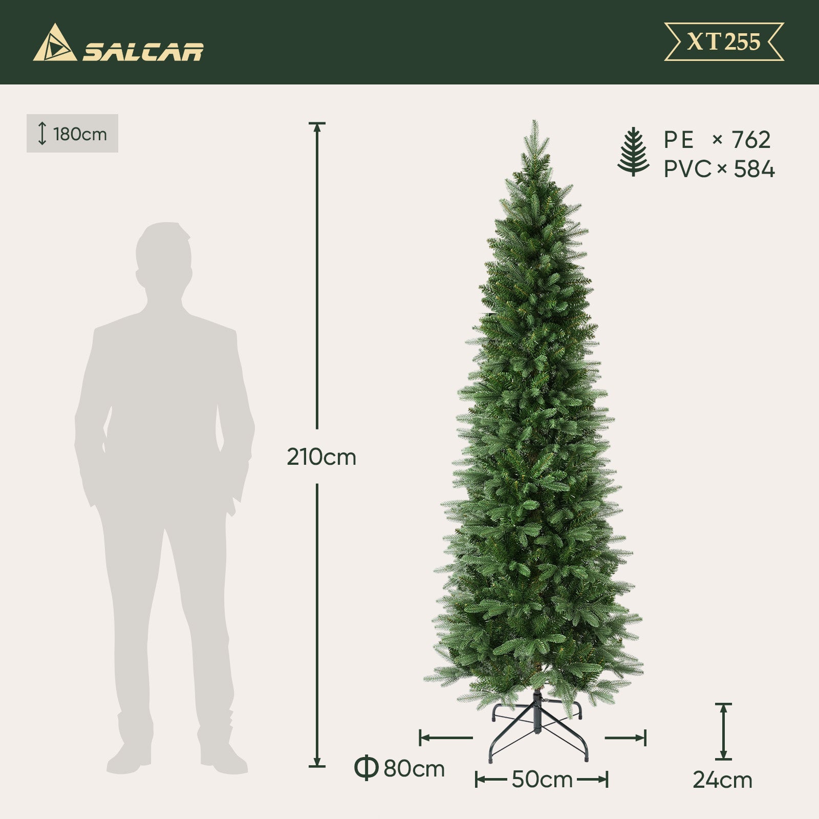 Salcar Künstlicher Weihnachtsbaum Slim – Schmaler Tannenbaum in – sekeymall