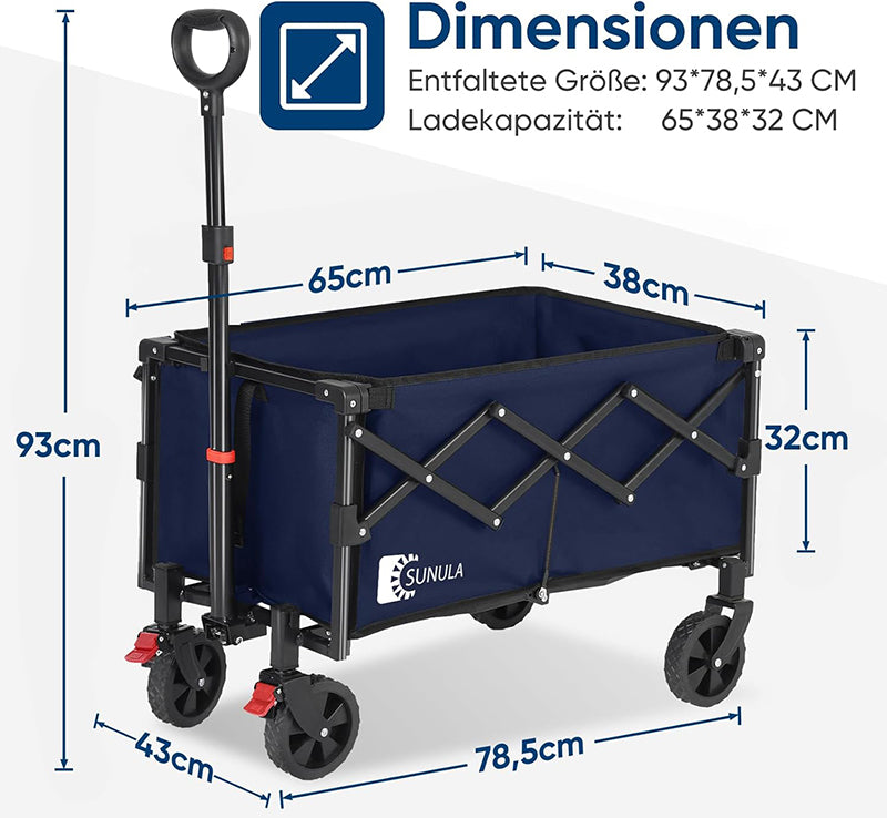 Sekey 80L / 100KG Foldable Handcart, with Brakes, Half Weight