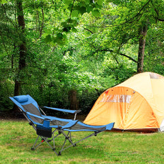 Sunula Klappbarer Campingstuhl, Liegestuhl 2-in-1, Belastbar bis 100 kg, Abnehmbare Fußablage, Getränkehalter, Tragetasche, Leicht, Verstellbare Rückenlehne, Für Angeln, Strand, Camping, Garten, Outdoor
