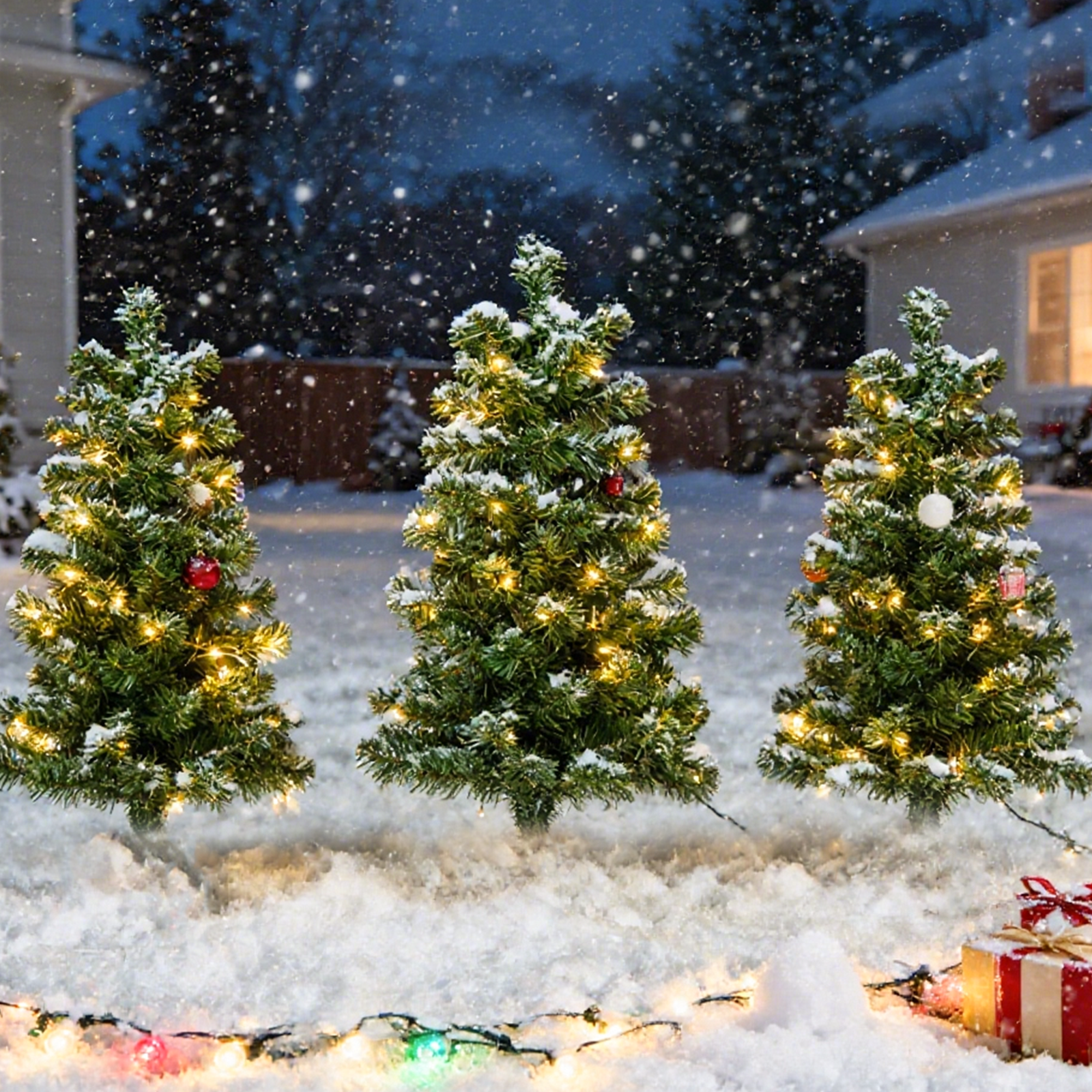 Salcar 3er-Set Künstlicher Weihnachtsbaum 60 cm mit warmweißer – sekeymall