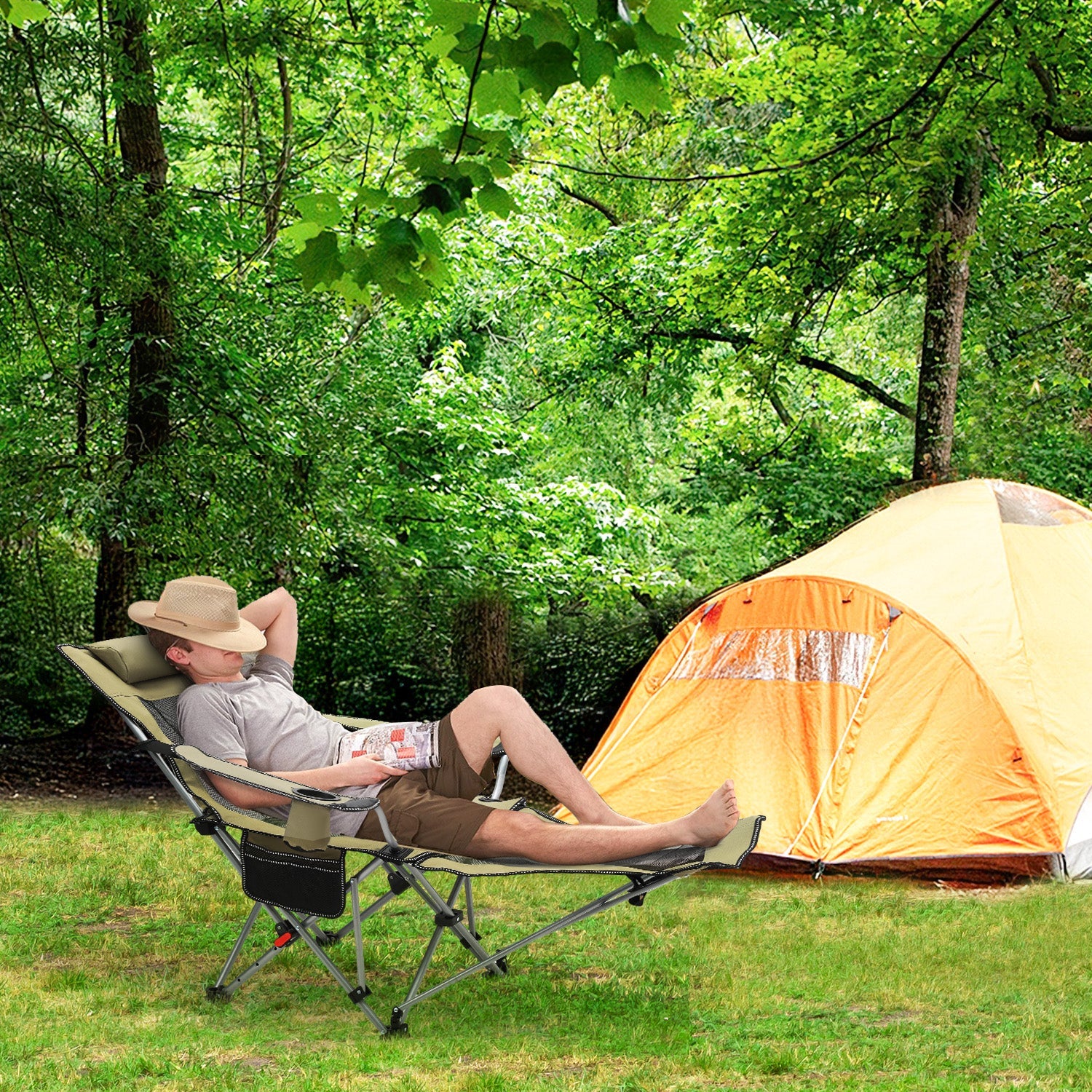 Sunula Klappbarer Campingstuhl, Liegestuhl 2-in-1, Belastbar bis 100 – sekeymall