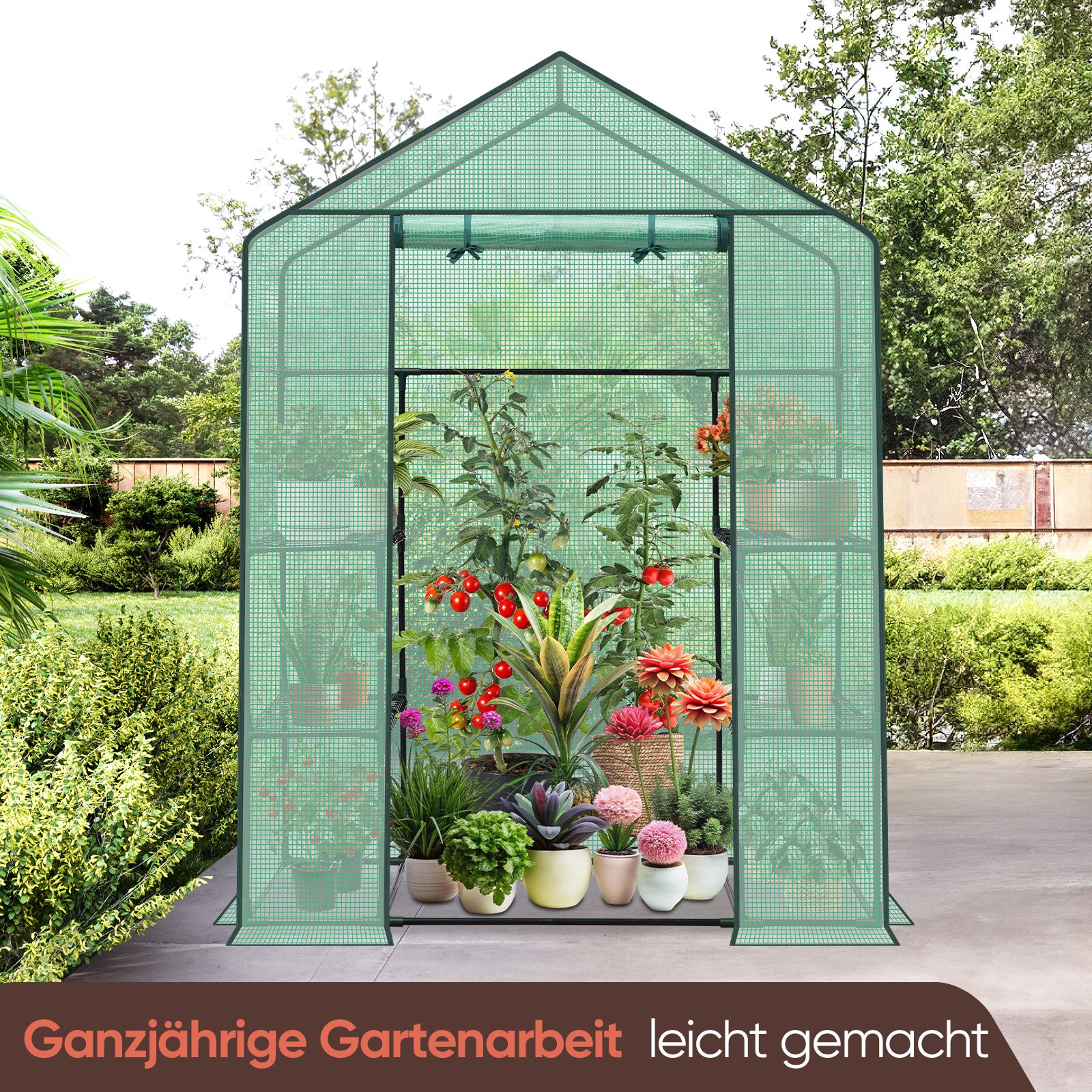 Sekey XL Foliengewächshaus 200×145×75 cm – Stabiles Balkon-Gewächshaus mit 4 Regalböden für gesundes Pflanzenwachstum