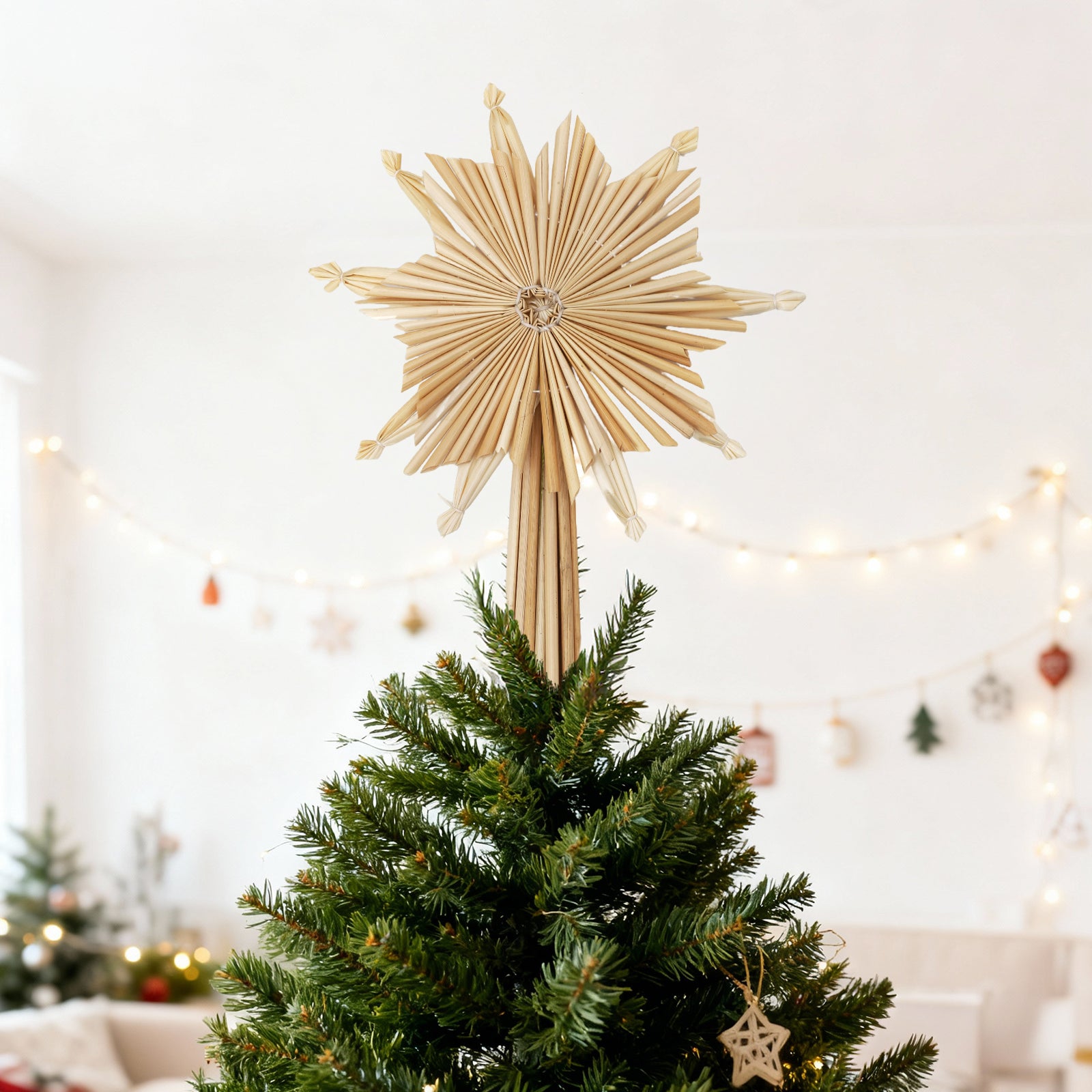 Salcar Christbaumstern aus Stroh 25,5 cm Schneeflocke – – sekeymall