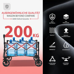 Sunula Faltbarer Bollerwagen 3026 mit Allwetterrädern, 300 L Volumen, 149 kg Tragkraft – Robuster Transportwagen für Strand, Camping, Garten & Einkauf