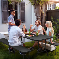 Sekey 3-tlg. Bierzeltgarnitur 180 cm – Klappbares Gartenmöbel-Set mit Tisch & 2 Bänken, Wetterfest & Tragbar für Garten, Balkon & Camping Sekey