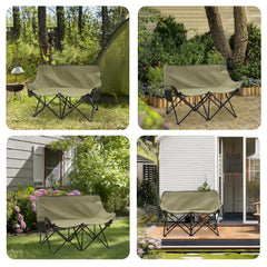 Sunula Faltbarer Campingsofa für 2 Personen, Tragbarer Campingstuhl bis 150 kg, Mit Armlehne und Tragetasche, Outdoor-Faltstuhl, Ideal für Picknick, Camping, Garten, Balkon, Angeln