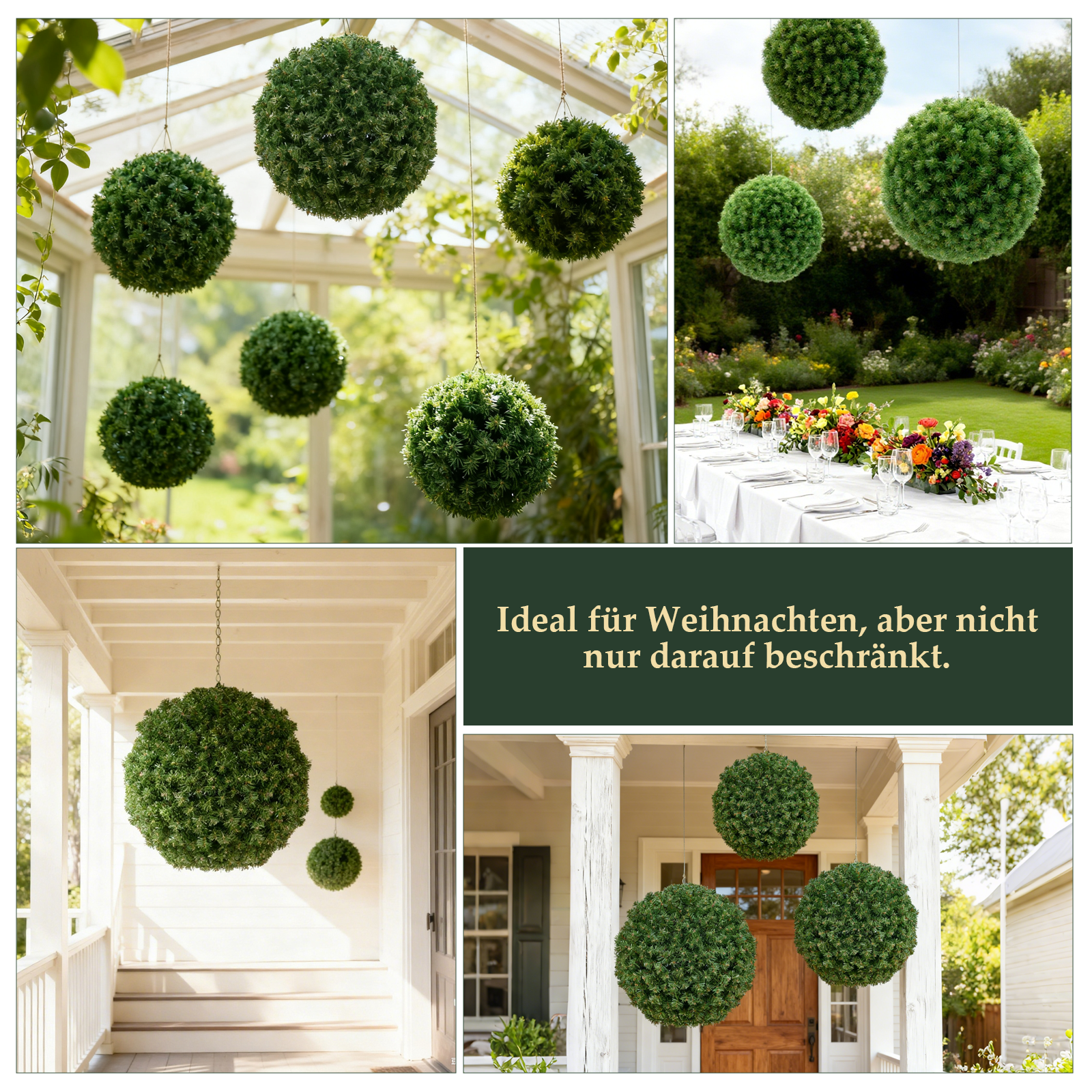 SALCAR DIY Weihnachtskugel 40 cm – Grüne PVC Dekokugel zum Hängen, wetterfest & langlebig – Vielseitige Weihnachtsdekoration für Innen- und Außenbereich