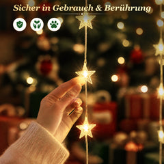 Salcar LED Sternenvorhang Warmweiß – Weihnachtsbeleuchtung mit 8 Modi, Timer & Memory