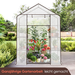 Sekey XL Foil Greenhouse 200×145×75 cm – Sturdy balcony greenhouse with 4 shelves for healthy plant growth