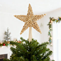 Salcar Christbaumspitze Strohstern Weihnachtsbaum Dekoration für Weihnachten, Tannenbaumspitze für den Christbaum, 25cm