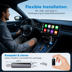 Salcar Kabelloser Android Auto Adapter – 2025 Upgrade, Wireless USB Dongle mit Dualband WiFi für stabile & unterbrechungsfreie Verbindung, kompatibel mit Android 11+ Salcar