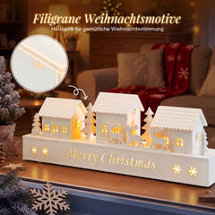 Salcar LED Weihnachtsdorf Schwibbogen – 43 cm, 8 LEDs, Batteriebetrieben, Fensterdeko Weihnachten