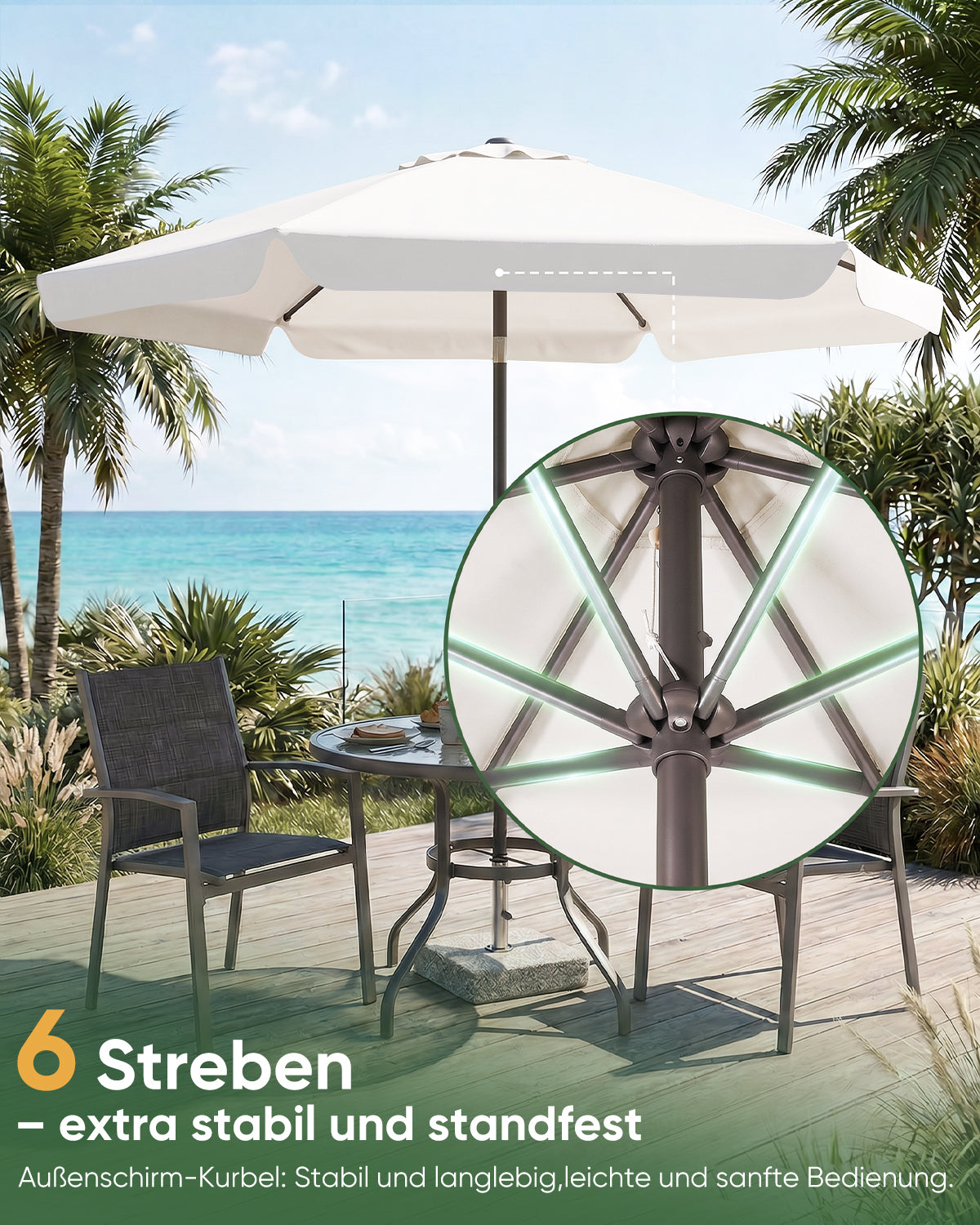 camping sonnenschirm Sekey Sonnenschirm Ø200 cm rund mit Kurbel & Knickfunktion – Balkon So – sekeymall