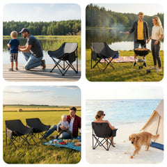 Sunula Folding Camping Chair, Ultralight, 1/2 Piece, Portable with Carrying Bag and Side Pockets, 100 kg Load Capacity, Non-Slip Feet, Moon Chair Design, For Camping, Fishing, Picnics, Garden, Beach, 600D Oxford Fabric 