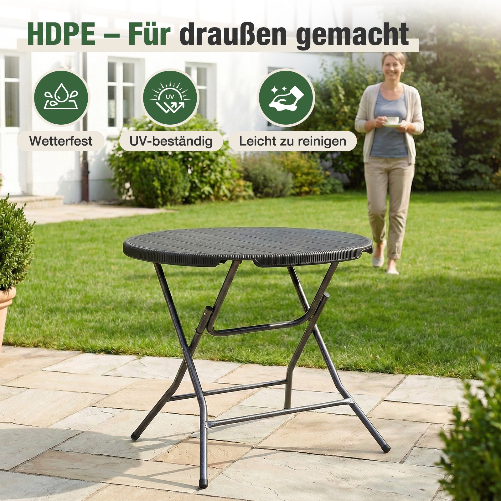 Sekey Runder Klapptisch Ø 81 cm – Campingtisch & Balkontisch klappbar, – sekeymall
