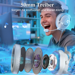 Fifine 3,5mm / USB Gaming Headset mit Mikrofon, 50mm Treiber, H9