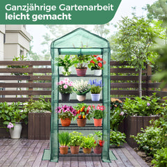 Sekey Mini Greenhouse for Tomatoes with 4 Levels – Compact Foil Greenhouse for Balcony &amp; Garden, Stable &amp; Space-Saving (160×70×50 cm)