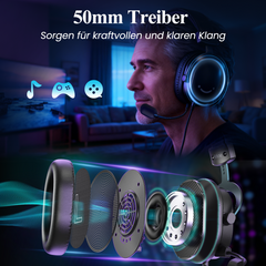 Fifine 3,5mm / USB Gaming Headset mit Mikrofon, 50mm Treiber, H9