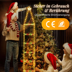 SALCAR LED Christmas Ladder String Lights 3 m, 260 LEDs, Warm White &amp; Multicolor, 9 Modes, Timer &amp; Memory, IP44 Waterproof, Christmas Lights for Indoor &amp; Outdoor Use