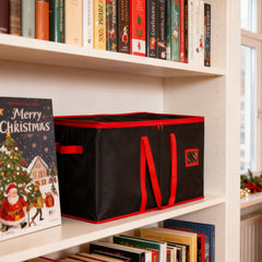 Salcar Schwarze Aufbewahrungsbox für 128 Weihnachtskugeln – Faltbare Christbaumkugel-Box 64,8×32,3×34,2 cm mit 128 Fächern, Tragegriffen & Doppelreißverschluss