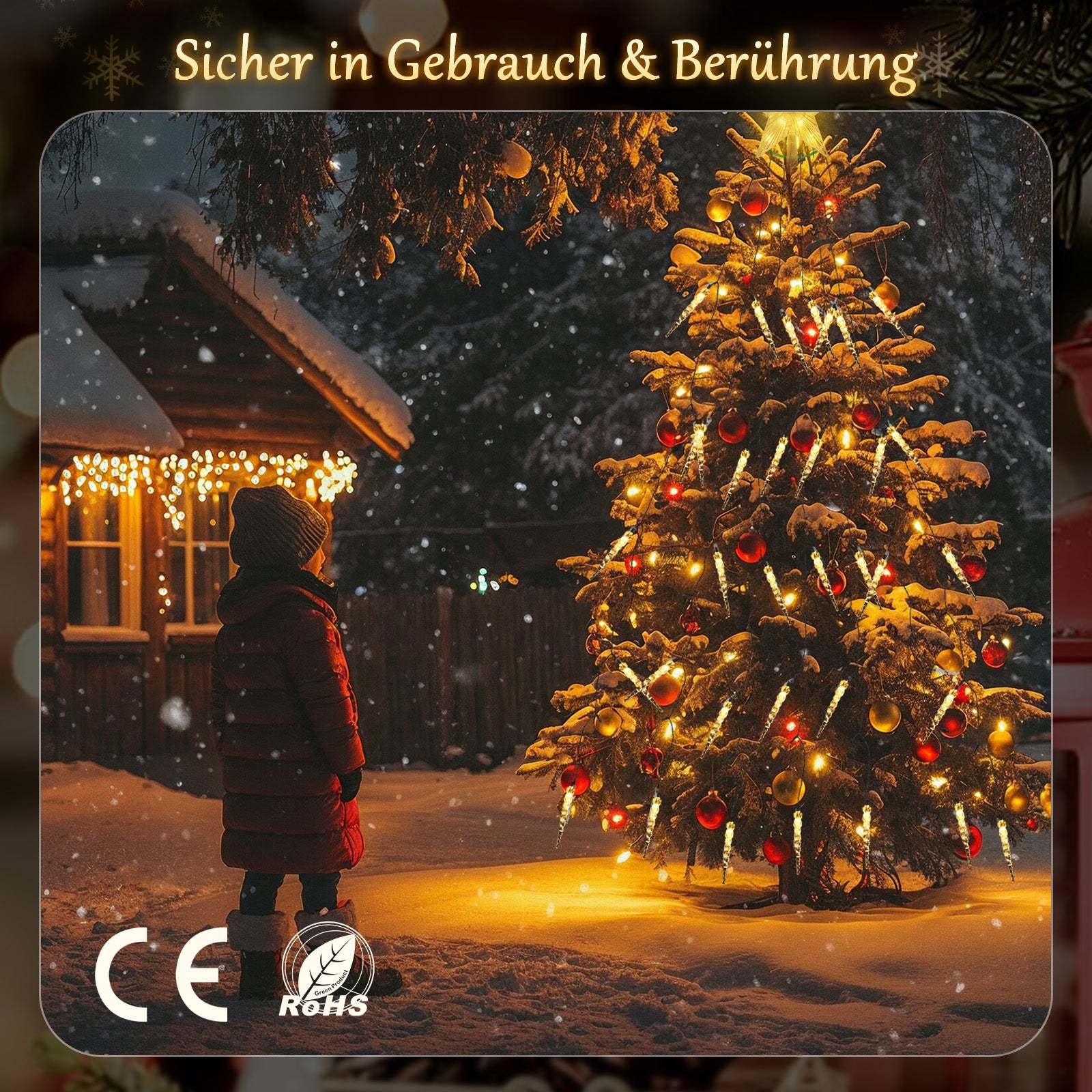 SALCAR LED Lichterkette Weihnachtsbaum mit funkelnden Eiszapfen – Warm- & Kaltweiß, 11 Modi, Timer & Fernbedienung, IP44 wassergeschützt für Innen & Außen