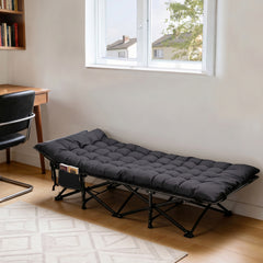 Sekey Feldbett Campingbett Klappbar 190 × 71 × 35 cm – Campingliege mit 7 cm Matratze, Klappbett bis 200 kg, Angelliege aus 1200D Oxford-Gewebe, Schwarz