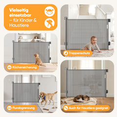 Sekey Ausziehbares Treppenschutzgitter 0–150 cm – TÜV-zertifiziertes Baby- & Haustiergitter, 97 cm hoch, ohne Bohren, für Treppe, Tür & Flur