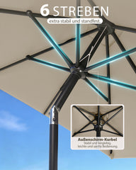 Sekey Sonnenschirm Rechteck 200x300 cm mit Kurbel & Auto-Neigung – stabiler Marktschirm 38 mm Stahlrohr, UV-Schutz, Balkon- & Gartenschirm für Terrasse