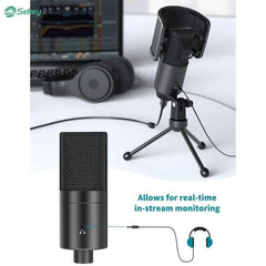 Fifine K683A USB Kondensator Mikrofon mit Ständer, Popfilter, Stummschalttaste und Kopfhörerbuchse Sekey