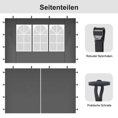 Sekey 3x3 m folding gazebo with 4 side panels and 4 sandbags