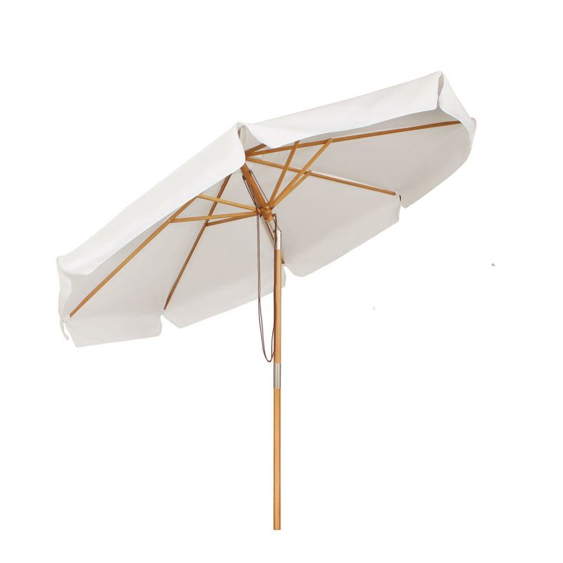 Sekey 300 cm Holz Sonnenschirm mit Volant, Sonnenschutz UV50+