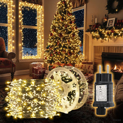 Salcar LED Cluster Lichterkette Kupferdraht | 200/400/600/800 LEDs | 5m/10m/15m/20m | Warmweiß, 8 Modi, Timer & Memory, IP44 Wasserdicht für Innen & Außen