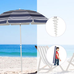 Sekey ∅ 180 cm aluminum beach umbrella with protective cover and ground sleeve, sun protection UV50+