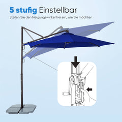 Sekey Ampelschirm 300 cm – Aluminium Sonnenschirm mit 360° Drehung, Neigefunktion, UV50+ Schutz Sekey