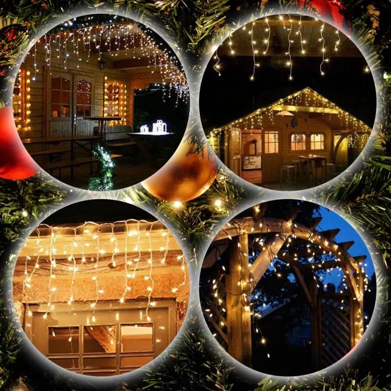 Salcar LED Eisregen Lichtervorhang, 8 Modi, IP44 Wasserfest, 3m Kabel – sekeymall