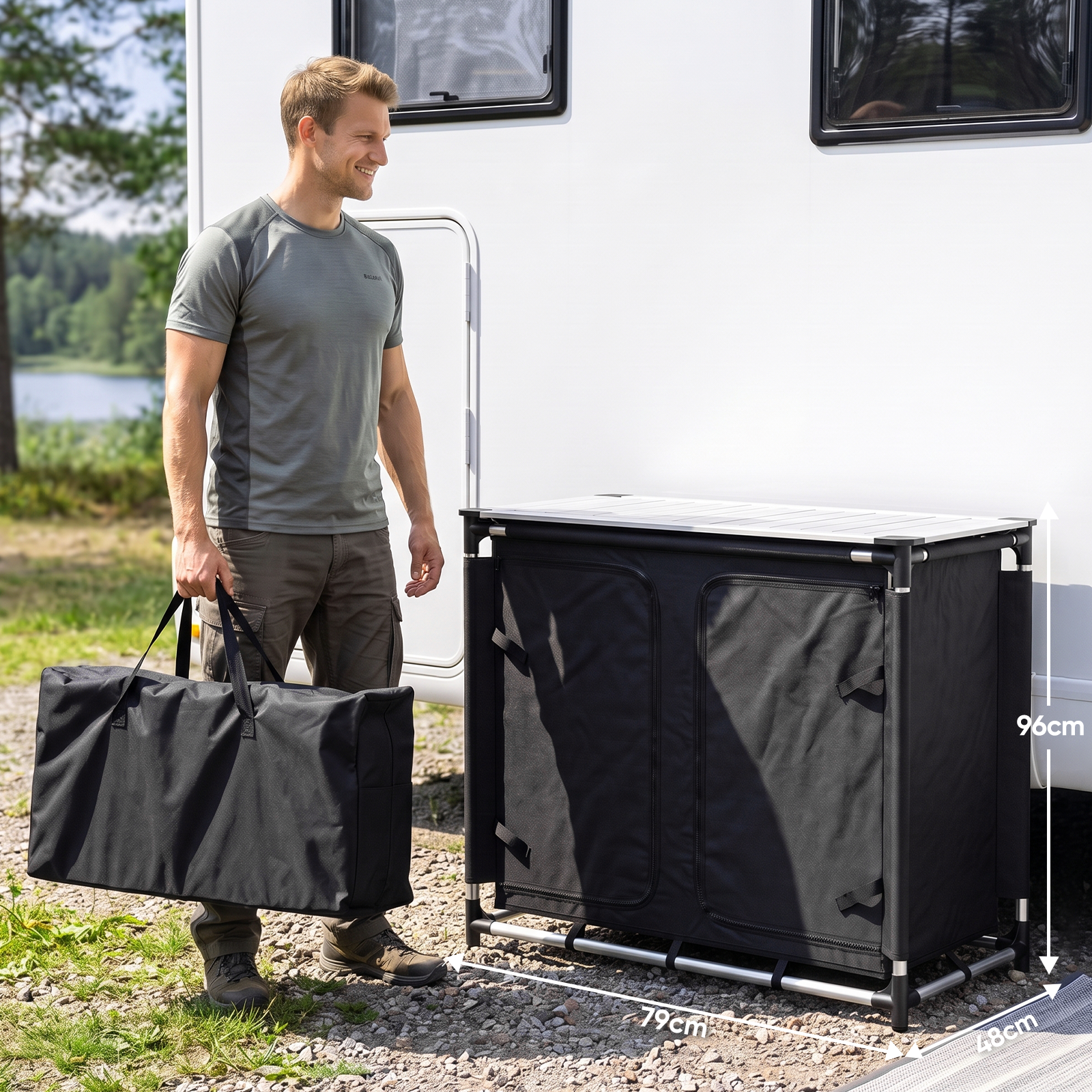 Sekey Campingschrank faltbar mit rollbarer Aluminium-Tischplatte, Camp – sekeymall
