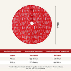 Salcar Weihnachtsbaumdecke Rot Weiß mit Rentier & Schneeflocken – Beidseitiger Weihnachtsbaumrock aus weichem Fleece