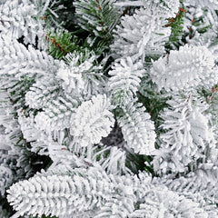 Salcar Künstlicher Weihnachtsbaum mit Schnee und LED Beleuchtung – Realistischer Tannenbaum mit Metallständer, 180 cm / 210 cm, warmweißes Licht