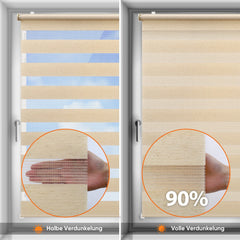 Sekey Doppelrollo - Klemmfix Duo Rollo ohne Bohren, Fensterrollo Jalousie, Sicht- & Sonnenschutz, Gelbleinen Sekey