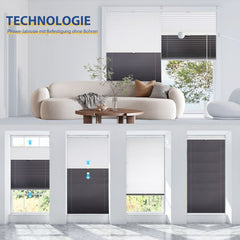 Sekey Plissee Day+Night ohne Bohren, 100% Verdunkelung, einfarbig