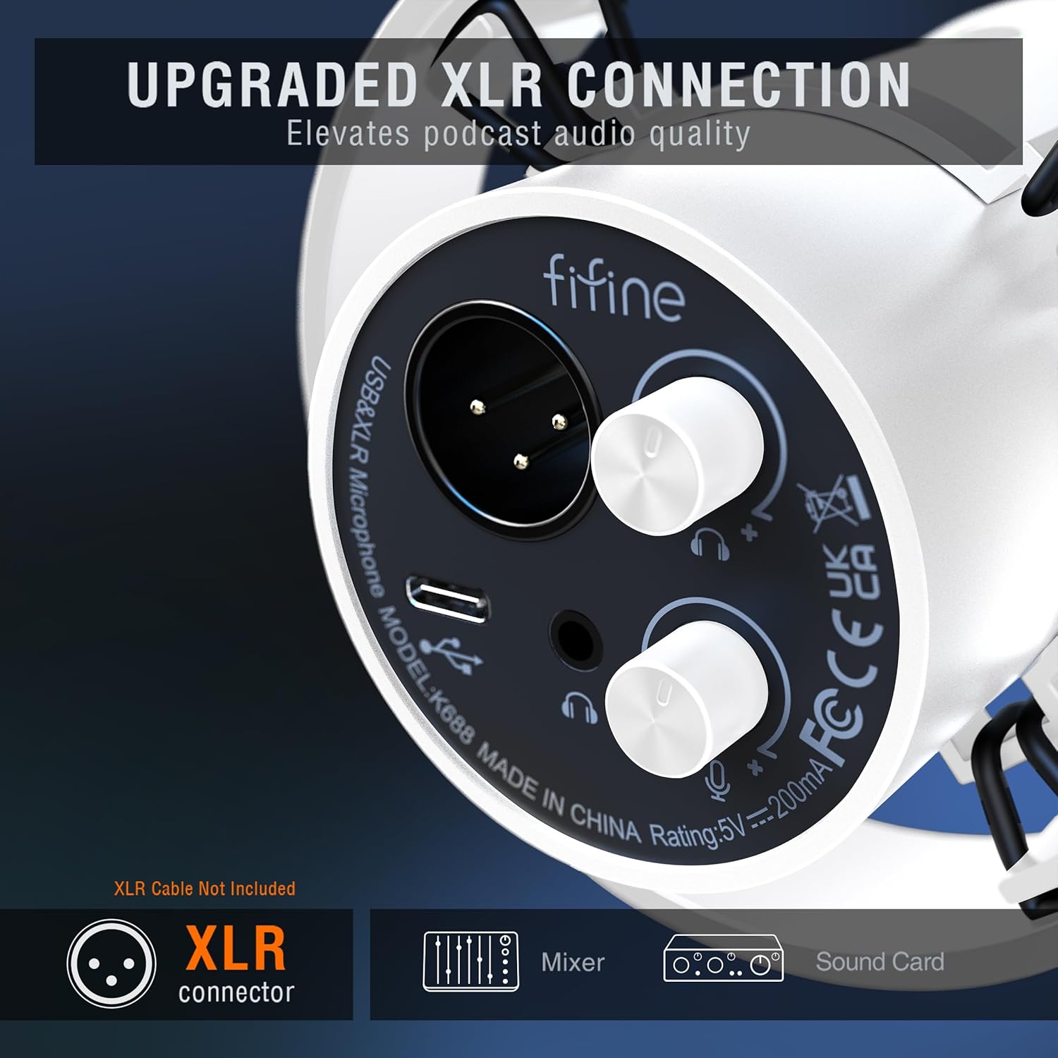 FIFINE USB / XLR Dynamic Microphone with Mute Button and Shock Mount, Headphone Jack